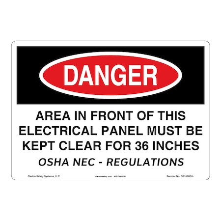 OSHA Compliant Danger/Area In Front Safety Signs Outdoor Weather Tuff Aluminum (S4) 12 X 18